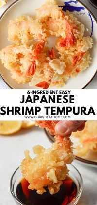 Shrimp Tempura. Homemade shrimp tempura with a light crispy coating paired with a delicious dipping sauce. A simple 6-ingredient recipe! A Japanese recipe ready in 20 minutes. The crunchy batter makes this popular dish so addictive!