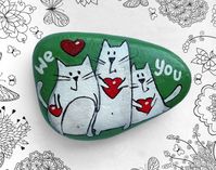 50 Best Painted Cat Rocks - Ideas and Images