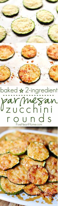 Baked Parmesan Zucchini Rounds ~ you're just 2 ingredients away from a quick and easy, delicious summer side dish! | FiveHeartHome.com