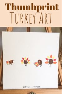 Cute little fingerprint craft for the little turkeys in your life. Fun art project or keepsake. Thumbprint turkey for you me Thanksgiving decorations!