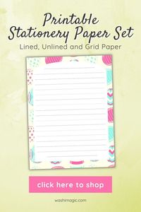 The paper set includes lined, unlined, and grid paper, making it perfect for all your letter writing needs. Simply print them out and start writing! Click here to shop now!