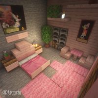 Inspo for Minecraft, MC, Videogames, Gaming, House, Pink, Cute, Coquette, Aesthetic, Pink, Cherry Blossom, Mountain