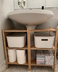 IKEA’s RÅGRUND Shelf Solves Pedestal Sink Storage Issues | Apartment Therapy