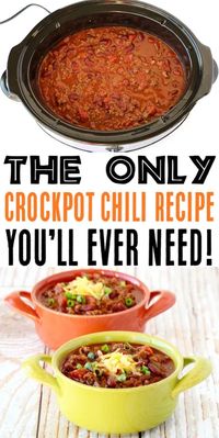 Easy Crockpot Chili Recipe {BEST Chili Ever!!}