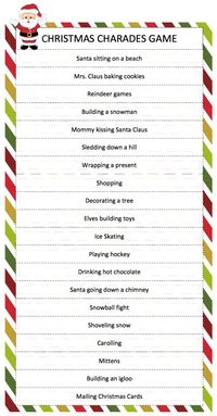 Christmas Charades Game - a free printable game for family fun perfect for your holiday party!