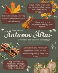 Each of these items and many more can help refresh your altar for the fall season. Including items that connect you to your ancestors, remind you of change and bring personal transformation as well as connecting you to the earths natural cycles is a great way to get in the mood for witchy season 🍂✨🌙🌿 Get access to more information like this and learn how you can celebrate the autumn season through witchcraft by purchasing the AUTUMN MAGICK newsletter through the link in my bio ✨ . . . #autum...