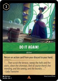 "Do It Again!" card from Disney Lorcana Trading Card Game. Art by Ellie Horie. Cinderella.