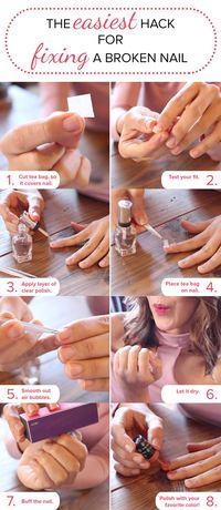 This DIY trick for fixing a broken nail is so easy. All you need is a tea bag and some polish. There's no glue required. It's that simple!