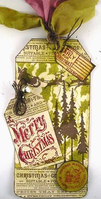 Suzz's Stamping Spot: Christmas Tag #1 using Tim Holtz, Ranger, Sizzix and Stamper's Anonymous products; Oct 2014