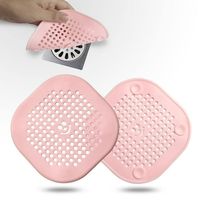 Material: Very sturdy silicone shower drain hair catcher ank sink strainer. Easy to Install and Use: When installing, put it on the drain, press the suction cups on the four sides, and pull it off from the suction cups when removing it. No More Hair Mess: This is a really good hair mess solution, It can block the hair without affecting the flow speed of the water. When it's full, take it apart and clean it up and you can use it again. Size Chart: Set of 2, Square shape, 5.5 x 5.5 x 0.04 inches.