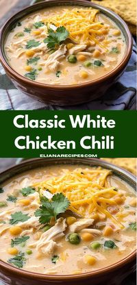 In need of quick chicken meals? Classic White Chicken Chili is an easy chili recipe perfect for any occasion. Whether as a crockpot or instant pot meal, this white chicken chili is a must-try.