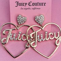 Juicy Couture Rhinestone Heart Large Earrings