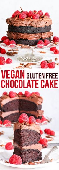 The Best Gluten Free Vegan Chocolate Cake {gluten, dairy, egg, nut & soy free, vegan} - This gluten free vegan chocolate cake will blow you away – with how it looks, how it tastes and how incredibly easy it is to prepare. No fuss, no weird fancy ingredients, only an hour of your time… and you’ve got yourself a decadent, gorgeous gluten free vegan cake. #vegan #glutefree #dairyfree #chocolate #cake