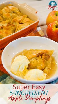 my mom raves about the apple dumplings she makes straight from the mid-1970's edition of the Better Homes and Garden red checkered cookbook. Of course, I was like this can be made more easily than it suggested. And boy did I with these 5-Ingredient Apple Dumplings!