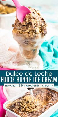 Salty-sweet, ultra-rich, and indescribably creamy, this Dulce de Leche Fudge Ripple Ice Cream might be new to you. But once you try it, it's a flavor you'll never forget. With a base of caramelly no-churn ice cream, a chocolaty swirl, and plenty of mini chocolate chips, you won't believe how easy it is to make a frozen treat this decadent.