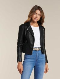 This black vegan leather biker jacket is part of our Petites range. Wear yours with jeans and a tee or layer over a floral dress for edgy feminine appeal. Our Petites range is perfectly proportioned to fit 5’3”/161cm and under height so you'll never have to worry about alterations ever again.