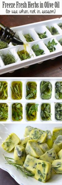 Freeze herbs while they are fresh - put chopped herbs into ice tray and add olive oil before freezing. Then put into freezer bags and label for later use.