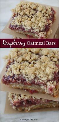 Make these homemade Raspberry Oatmeal Crumble Bars with only a few simple ingredients and a jar of Smucker's Jam. #raspberrybars #raspberry #recipe