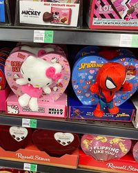 hello kitty, spider man, box of chocolates