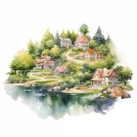 10 Miniature Village Clipart