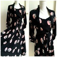 40s - Rare Collector's  Pink & Black Jellyfish Dress - W28 (72cm), €180