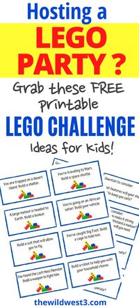 Maybe your boy loves legos; maybe your girl wants something unique. Whatever the reason, if you're planning a lego birthday party, these free printable lego challenge cards are the perfect party game. Kids can work together or compete, they can build individually or in teams. This lego challenge activity is the perfect party activity for all! #legoparty #birthdayparty #legopartyideas #legos