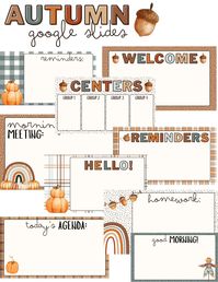 Keep with the aesthetic of your boho classroom with these cute and cozy colored Google Slides templates! Perfect for parent updates, morning meetings, or morning announcements.  Included: -118 Google slides with fall designs, both with headers in specialty fonts + totally blank so you can customize to your needs! Examples of headers included but not limited to: welcome, reminders, agenda, homework, centers, stations, rotations, morning meeting, good morning, good afternoon, today's agenda, Monda