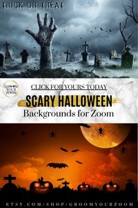 Turn your Zoom call into a Halloween Horror Call with these scary Zoom backgrounds. These quality backgrounds are full of graveyards, haunting pumpkins, bats, spiders, and more. There is no better way to say Happy Halloween than with these scary backdrops. Click to get yours today! #trickortreat #scaryhalloween #halloweengraveyard #zoombackground #halloweenbackdrop