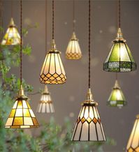 LED-hanglamp van glas-in-lood in vintage stijl - Faredecor