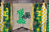 John Deere fabric first birthday highchair rag by GiddyGumdrops