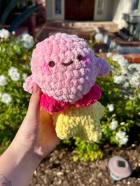 kirby plush! comes with optional star  pattern by harucrochets on ig