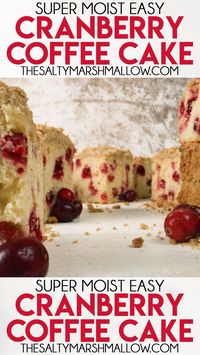 Cranberry Coffee Cake is easy to make, scrumptious, and perfect for any holiday party or to wake up to on Christmas morning! This sweet and tart festive favorite is perfect for the holiday season! #dessert #christmas #recipe #food #holidays @the_salty