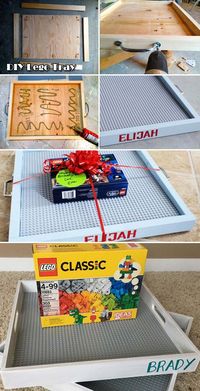 Build portable Lego tray with a plywood board, four wood strips, a standard Lego baseplate and other simple tools.