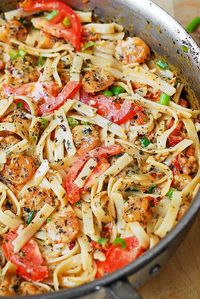 Spicy Shrimp with Basil Tomato Pasta