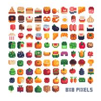 8x8 food.  #pixelart #pixelarticons #pixels #fruits #food # foodicon #vegetables #sprites #8bit #fastfood #isometric #icons #set #inventory #design #minimalistic #8x8 #gamedev