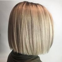 One Length Metallic Blonde Bob