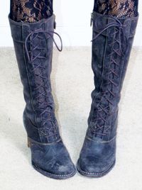 vintage FRYE tall lace up combat military granny tall knee high stacked heel boots