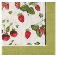 A pack of 20 Paper Napkins depicting Strawberry illustrations from the Royal Horticultural Society archives.  Co-ordinates with the Strawberry Placemats and Coasters and range of kitchen textiles.  A stylish, inexpensive way to add colorful design to your dinner table and perfect for parties, picnics, barbeques or family gatherings.