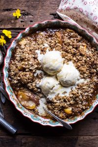 Brown Sugar Caramel Oatmeal Cookie Peach Crisp | halfbakedharvest.com @hbharvest