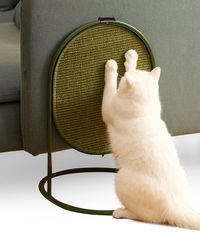 THREE TYPES OF USAGE: Now more durable than ever - with natural sisal cat scratcher mat. A versatile scratcher with extra large scratching surface that can also be placed on the floor with fun , protect the furniture, or turning into a small coffee table. PREMIUM QUALITY: high density sewing machine lockring with durab