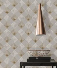 A fun and fabulous way to decorate, Deco Delights will add a touch of luxury to any room lucky enough to get a glamorous remodel. The geometric repeat pattern of the wallpaper is inspired by the classic Art Deco style of the 1920’s, and accentuated by metallic highlights. Offered in four colour ways, Black, Gold, White and Grey, this wallpaper is a dream for any space. #eurowalls #eurowallswallpaper #wallpaper #wallpapers #wallpaperonline #wallpaperdecor #wallcoverings #wallpaperdesign