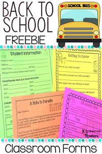 This back to school freebie includes multiple activities to help organize your year and get to know your students better. These pages are meant to be given out during Open House, Back to School Night, or during the first week of school.