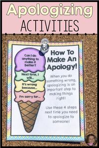 Help your elementary students learn important social skills with these apologizing activities for kids. Students will learn how to apologize using a four part apology. The resource includes an activity, examples, a poster and task cards. The activities are perfect for your conflict resolution, friendship or social skills lessons and work for individual, small group or classroom school counseling lessons!