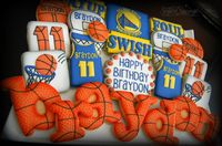 Warriors basketball birthday cookies