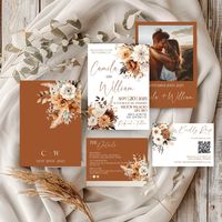 Fall Wedding Invitation Suite, Fall Floral Wedding Invitation, Boho Wedding Invitation Qr Code Rvsp, Terracotta Wedding Invitation, Pampas Wedding Invitation Add your own touch to this Fall Wedding Invitation Set that can be fully personalized and downloaded. It can be easily edited on Corjl using your phone, tablet or use a computer for advanced editing features.   SEE SIMILAR ITEMS LINK https://www.etsy.com/your/shops/me/tools/listings/section:49323870,stats:true PLEASE NOTE- This is a digital Template/ Download. No physical product will be shipped. Once you have placed your order you will receive an email from Corjl, with access to your template. You will be able to edit all your own details.    * TRY DEMO BEFORE YOU BUY *  Please Copy and paste demo link into your web browser.   https: