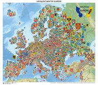 Poster, Europe, map print, CK3, geography, wall art, EU4, medieval, heraldry, Heraldic Map, Europa Universalis IV, map poster, mapping, map of Europe, Europa Universalis IV, map, coat of arms, shield, crest, history This is a Heraldic Map of Europe representing stylized coat of arms of Nations & States, Regions, Counties, Kingdoms, Empires, Republics, Duchies, Principalities, Dynastic coat of arms and larger & important cities from both past and present.  This map is not political, it is purely an art project representing the art of Heraldry. For the most part with some rare exceptions, emblems and other type of non-heraldic symbols are NOT present on this map. Heraldry is an European tradition, therefore, Turkish, Ottoman, Seljuk and other non-European symbols are not present, purely beca