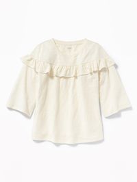 Ruffle-Trim Slub-Knit Top for Girls | Old Navy