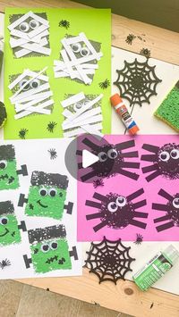 Deena Keller on Instagram: "Halloween Sponge Crafts 👻 follow @abcdeelearning for more kids crafts"