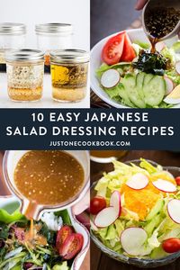 These easy Japanese salad dressings are what you need to upgrade your next salad! From carrot ginger dressing to classic Japanese wafu dressing to no-fuss sesame dressing, they are bright and bold and impressively versatile. Each recipe deserves to be known by heart! #saladdressingrecipes #japanesesaladdressing #asiansalad #asiansaladdressing #easysaladdressing | Easy Japanese Recipes at JustOnecookbook.com