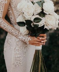 long stem roses simple wedding bouquet